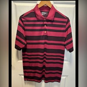 Nike Men's Polo Shirt - Maroon and Black Stripes